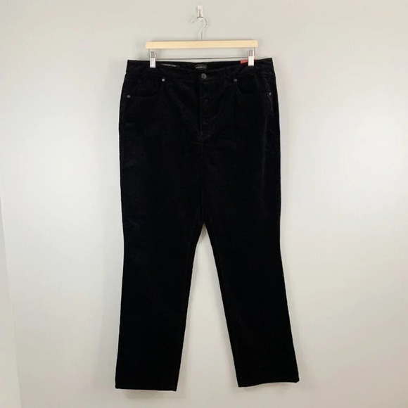 Talbots  Women's Corduroy Curvy Straight Leg Pants Black NWT Cotton Stretch 16 - Picture 1 of 14